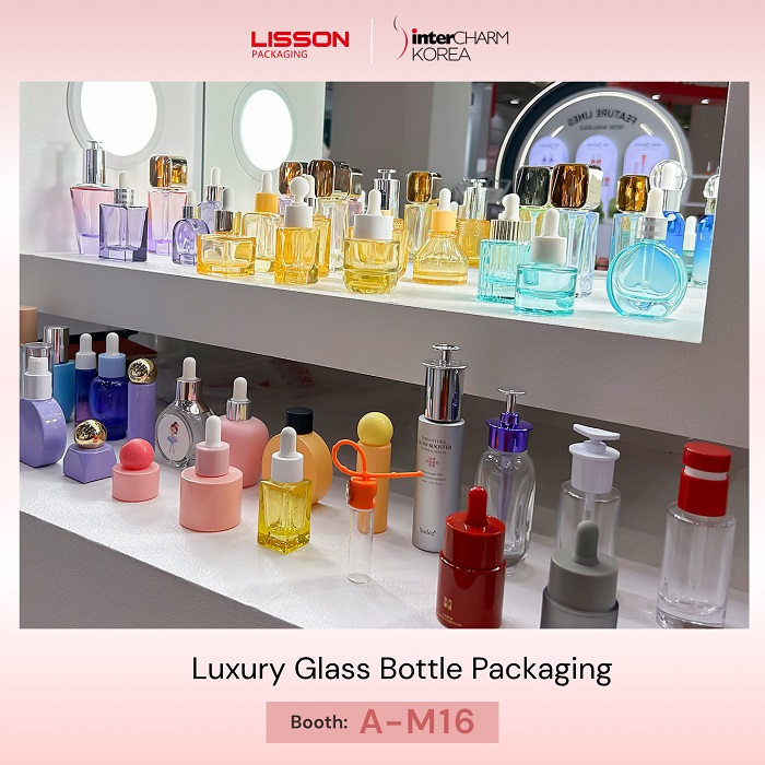 High luxury glass cosmetic bottles with frost finish gradient coating and aluminum droppers